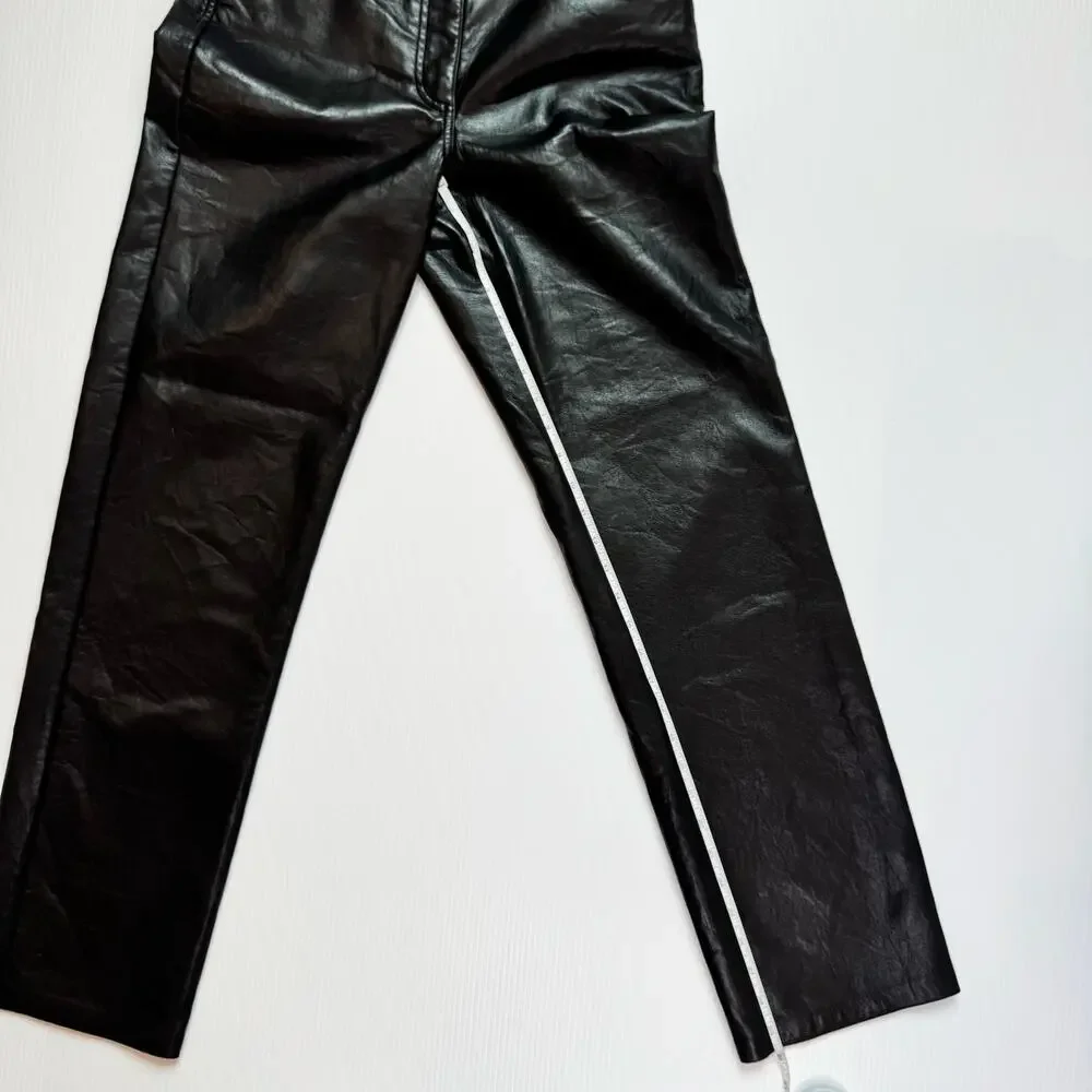 Wilfred Aritzia Melina Faux Leather Pants Black Women’s 8 Minimalist Futurism - Picture 5 of 16
